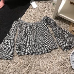 Off the shoulder gingham top